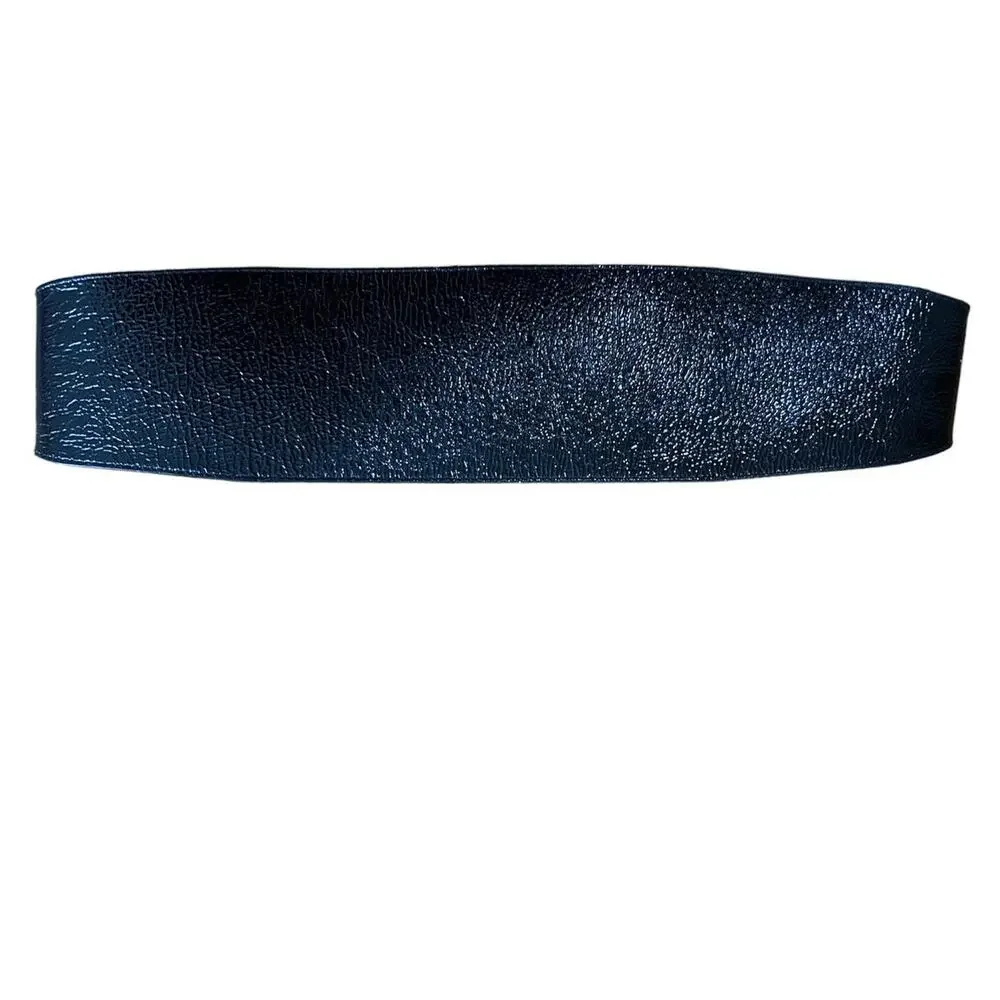 Another Line Inc Patent Leather Belt Womens Size Small Black Silver